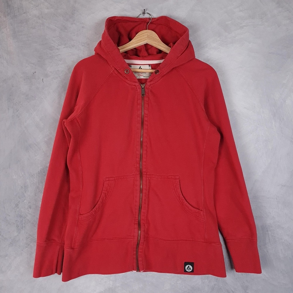 American Giant Hoodie Womens Large Red Full Zip Fleece Sweatshirt Made USA